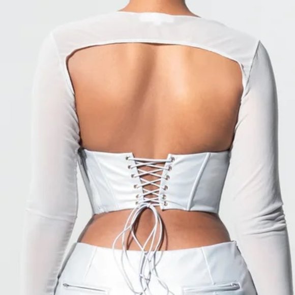 Sodah Spice Corset Top & Soft Mesh Cropped Sleeve SZ 12 - Picture 4 of 10